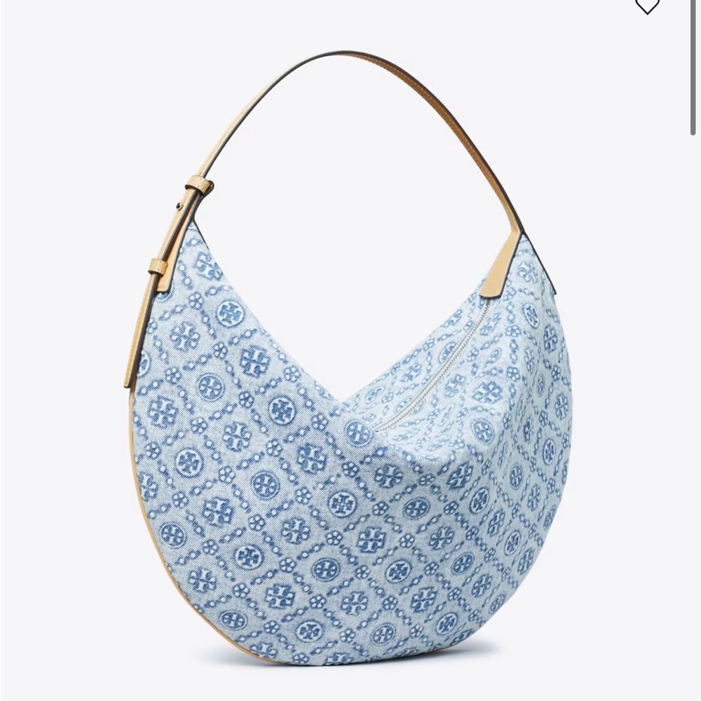 Tory Burch T Monogram Denim Large Balloon Bag